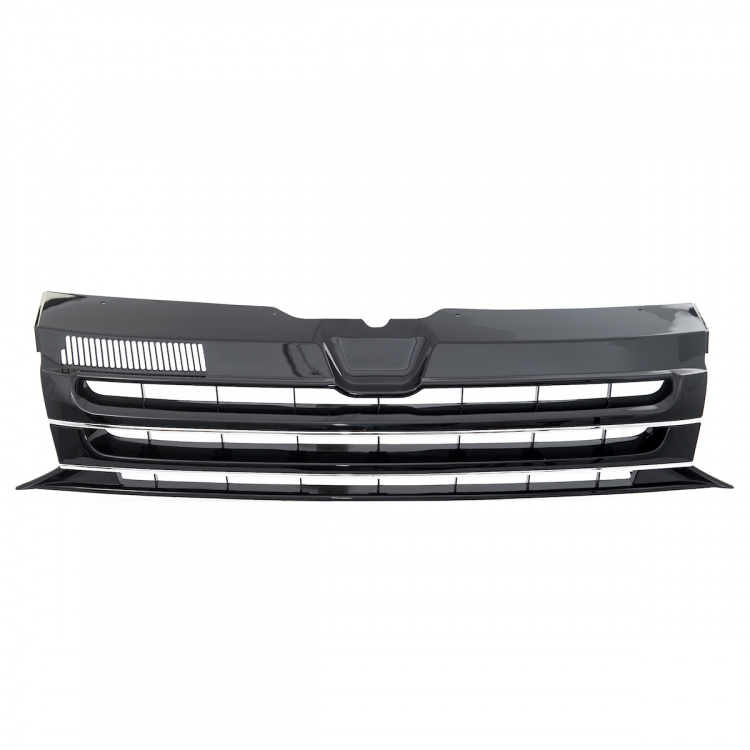 Upgrade Sportgrill / Kühlergrill ohne Emblem für Volkswagen T5 GP (Facelift) 10-15 schwarz Hochglanz